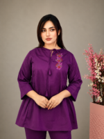 Premium Jacquard Embroidered 2-Piece Set – Purple