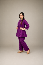 Premium Jacquard Embroidered 2-Piece Set – Purple - Image 2