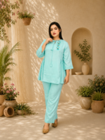 Premium Imported Chinese Jacquard Embroidered 2-Piece Set – Mint Green - Image 2