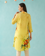 Premium Mulberry Silk Floral Printed Tunic – Yellow - Image 3