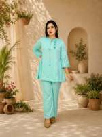 Premium Imported Chinese Jacquard Embroidered 2-Piece Set – Mint Green
