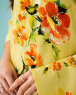 Premium Mulberry Silk Floral Printed Tunic – Yellow - Image 4