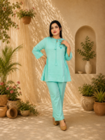 Premium Imported Chinese Jacquard Embroidered 2-Piece Set – Mint Green - Image 3